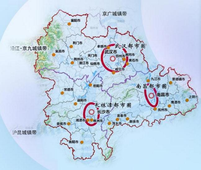一图看懂长江中游城市群中的“三个圈”